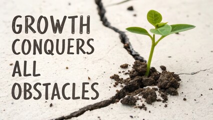 A Vibrant Green Sprout Pushing Through Cracked White Surface Symbolizing Growth and Resilience