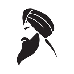 A Silhouette Representing Sikh Culture, Turban, and Beard Tradition. 