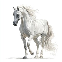 Obraz premium Majestic White Arabian Horse - Elegant Equine Portrait 