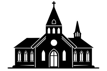 Christian Church silhouette vector, Church Building black symbol
