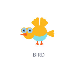 Cute cartoon bird illustration with bright colors and white background, perfect for children's designs