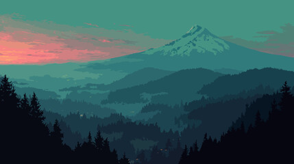 Forest with mountain illustration