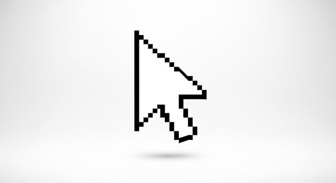 Pixel Art Computer Cursor Icon on Clean White Background - Powered by Adobe