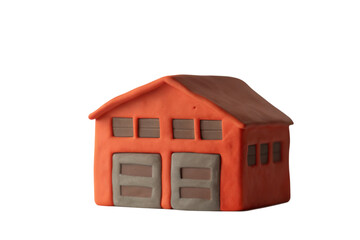 Clay model warehouse with soft pastel colors and minimal background, showcasing charming handmade building design