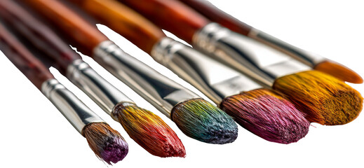 Colorful Paintbrushes Ready for Artistic Expression: A Close-Up of Creative Tools