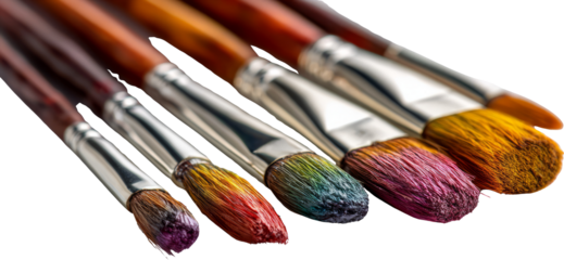 Colorful Paintbrushes Ready for Artistic Expression: A Close-Up of Creative Tools