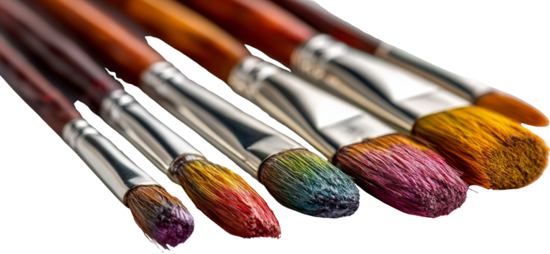 Colorful Paintbrushes Ready for Artistic Expression: A Close-Up of Creative Tools