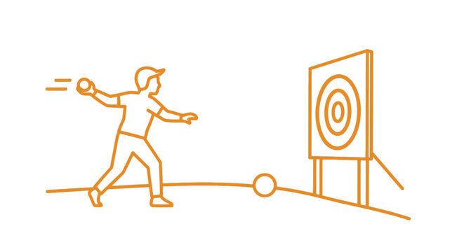 Outline of person throwing ball at target in sport activity icon design