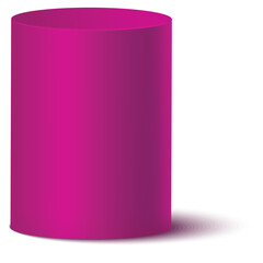 A Solid Magenta Cylinder with a Soft Shadow on a White Background Isolated Realistic 3D Render
