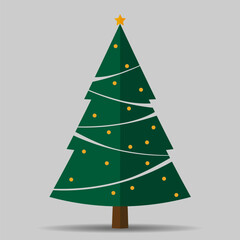 simple flat christmas tree with christmas ornaments vector illustration