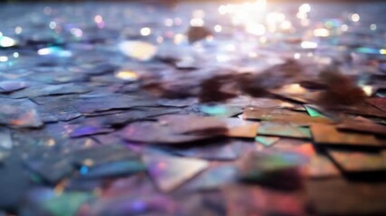 Iridescent shimmering glitter fragments sparkling light background - Powered by Adobe