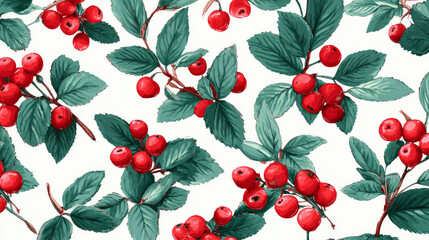 Vector New Year's pattern. New Year's berries with a red berry sharrow
