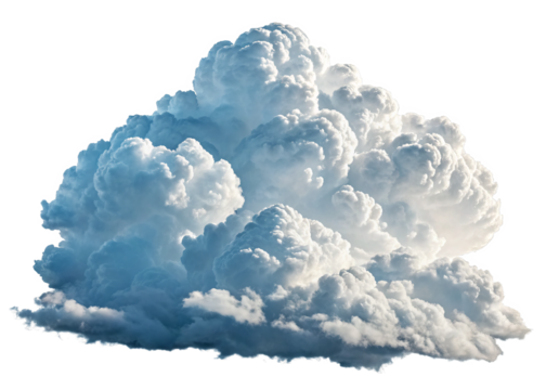Fluffy white cumulus cloud isolated on a transparent background.