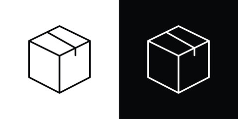 Box icon. Editable stroke. thin line outline concept vector.