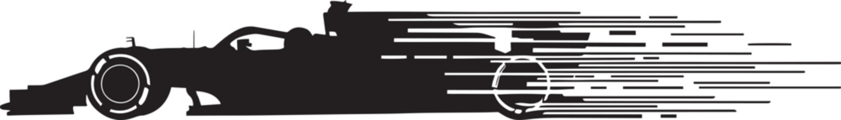 Naklejka premium Formula One Racing Car Vector Silhouette Speeding With Motion Blur Design