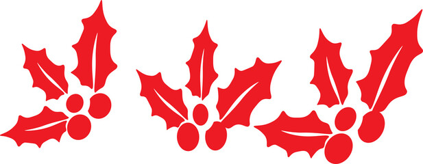 red color holly berry ,Berries icon set