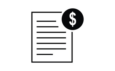 Financial Report with Dollar Symbol Icon in Black and White