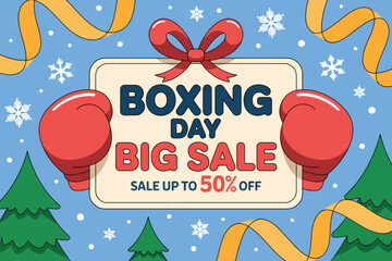 Boxing Day Big Sale event with discounts up to 50% off and festive holiday elements