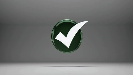 modern 4k animation showing golden check mark tick icon symbolizing approval success correctness rendered stylish abstract motion suitable presentations branding