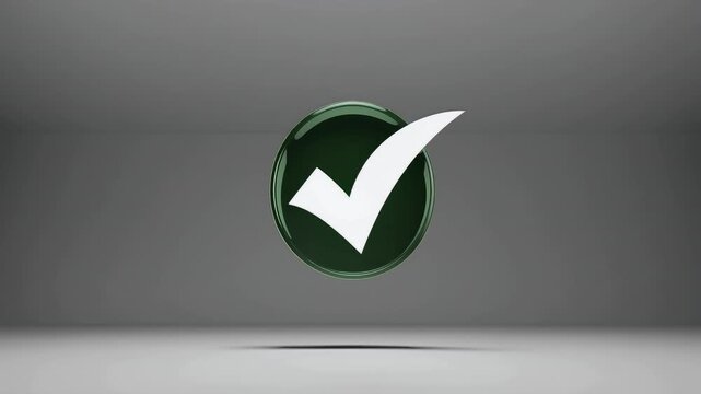 modern 4k animation showing golden check mark tick icon symbolizing approval success correctness rendered stylish abstract motion suitable presentations branding
