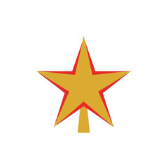 Obraz premium A golden fivepointed star with a prominent red outline and a small base, symbolizing celebration, achievement, or holiday spirit, isolated on