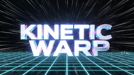 Kinetic warp effect with shiny metallic text on a futuristic background motion graphics design