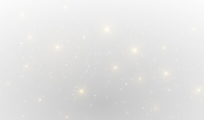 Glowing Christmas light png shines through floating gold dust. Yellow sparkles and tiny particles create magical sparks. Perfect for holiday cards, overlays, and festive decorations.