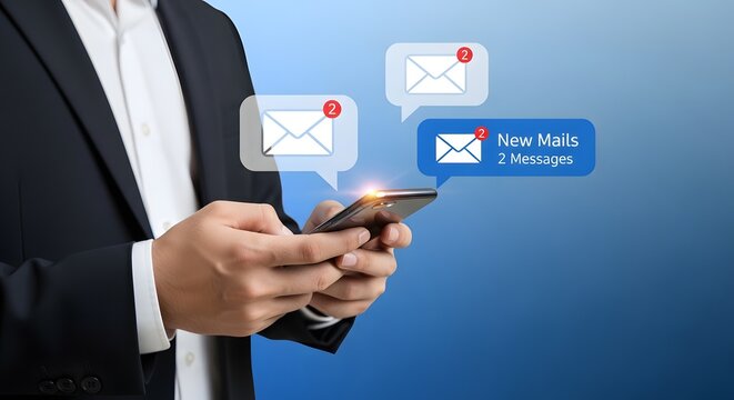 Businessman checking notifications on his smartphone