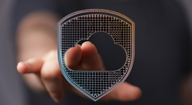 Abstract image representing cloud data protection and safe online storage. Security, digital, technology, and p