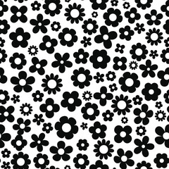 
Floral print on a white background. Vector illustration of a seamless pattern.