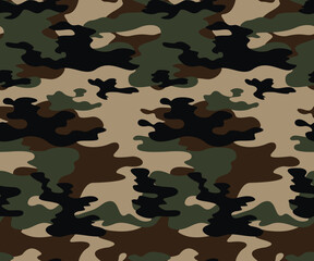 Army camouflage pattern seamless vector background, forest hunting design