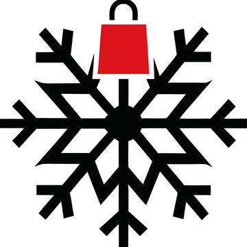 Crystal Snowflake with Red Shopping Icon SVG