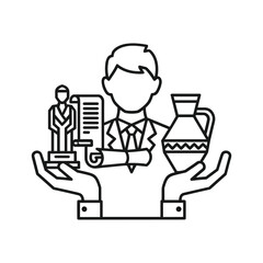 Historian presenting ancient artifacts and cultural research