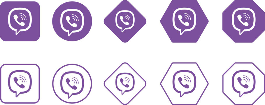 Viber Messaging App Logo Icon collection. Instant Chat and Digital Communication symbol. Social network logo
