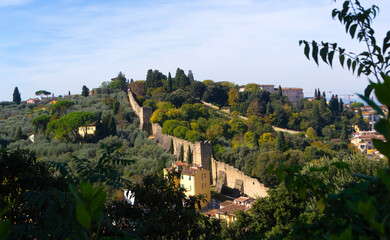 Hills and Ancient City Walls of Florence, Italy