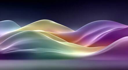 A colorful, abstract image of a mountain range with a purple and green hill