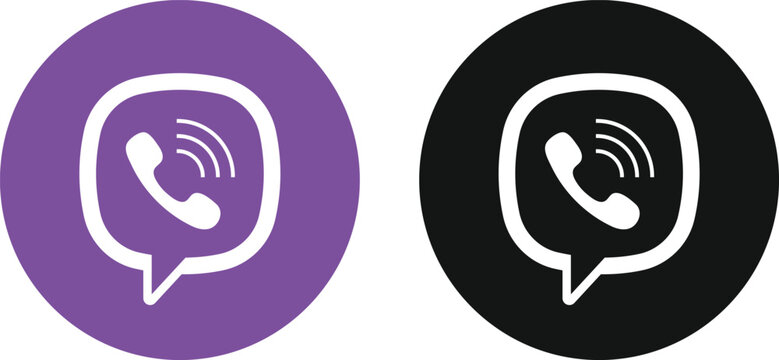 Viber Logo Icon Set. Messaging App and VoIP Call Symbols. Social Connectivity and Purple Phone icons collection.