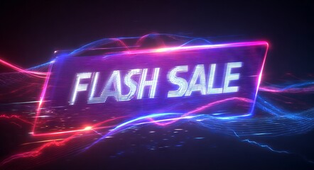 A neon sign that says "Flash Sale" in red and blue