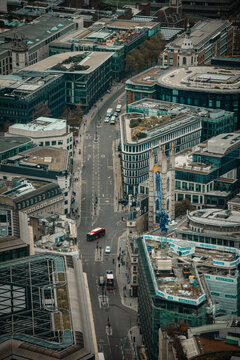 Bloomberg American Financial Corporation European Headquarters, Queen Victoria Street Aerial Urban Skyline Cityscape View, Square Mile, City Of London, England, UK &ndash; 16 November 2025