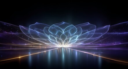 A large, colorful flower with a blue center