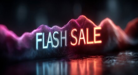 A colorful, neon sign that says "Flash Sale" in bold letters