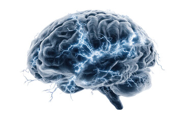 Brainstorm: A mesmerizing depiction of the human brain illuminated with electric currents, embodying the powerful essence of thought, creativity, and the enigmatic depths of the mind.