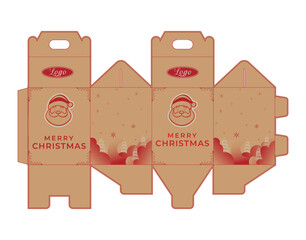 Printable Sunta christmas tree packaging box design set dieline craft layout for invitation