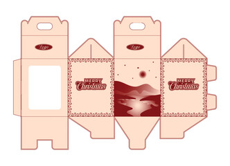 Elegant dieline gift box template nature hill printable packaging for celebration