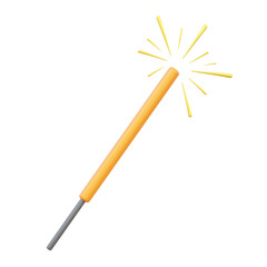 Sparkler icon isolated on transparent png background. happy new year birthday anniversary congratulation. 3d render illustration