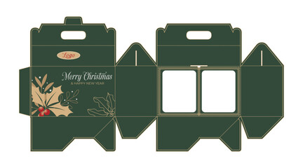  Packaging layout for Marry Christmas nature boxes dieline printable celebration and invitation