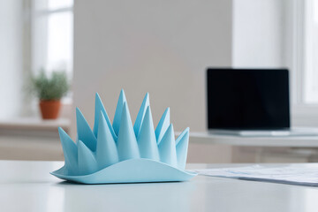 modern office desk featuring innovative task organizer shaped like plant