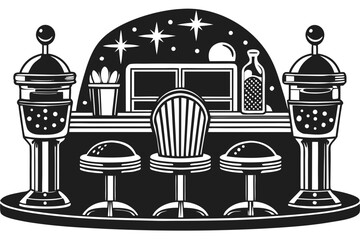 Classic american 1950s diner counter vector illustration design