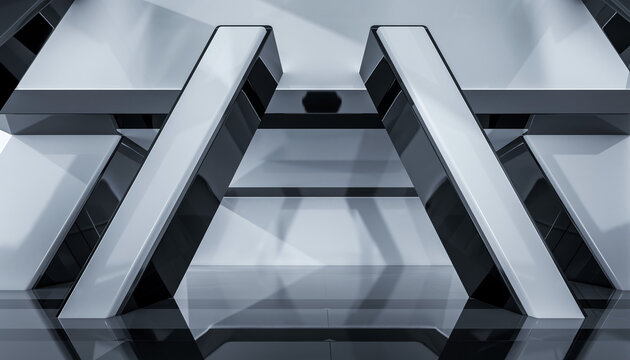 Sleek modern architectural lines create a dynamic, abstract geometric structure evoking innovation and futuristic design possibilities