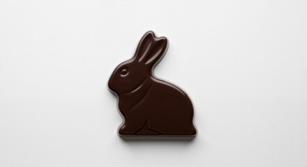 Chocolate bunny silhouette on a white background, minimalist design